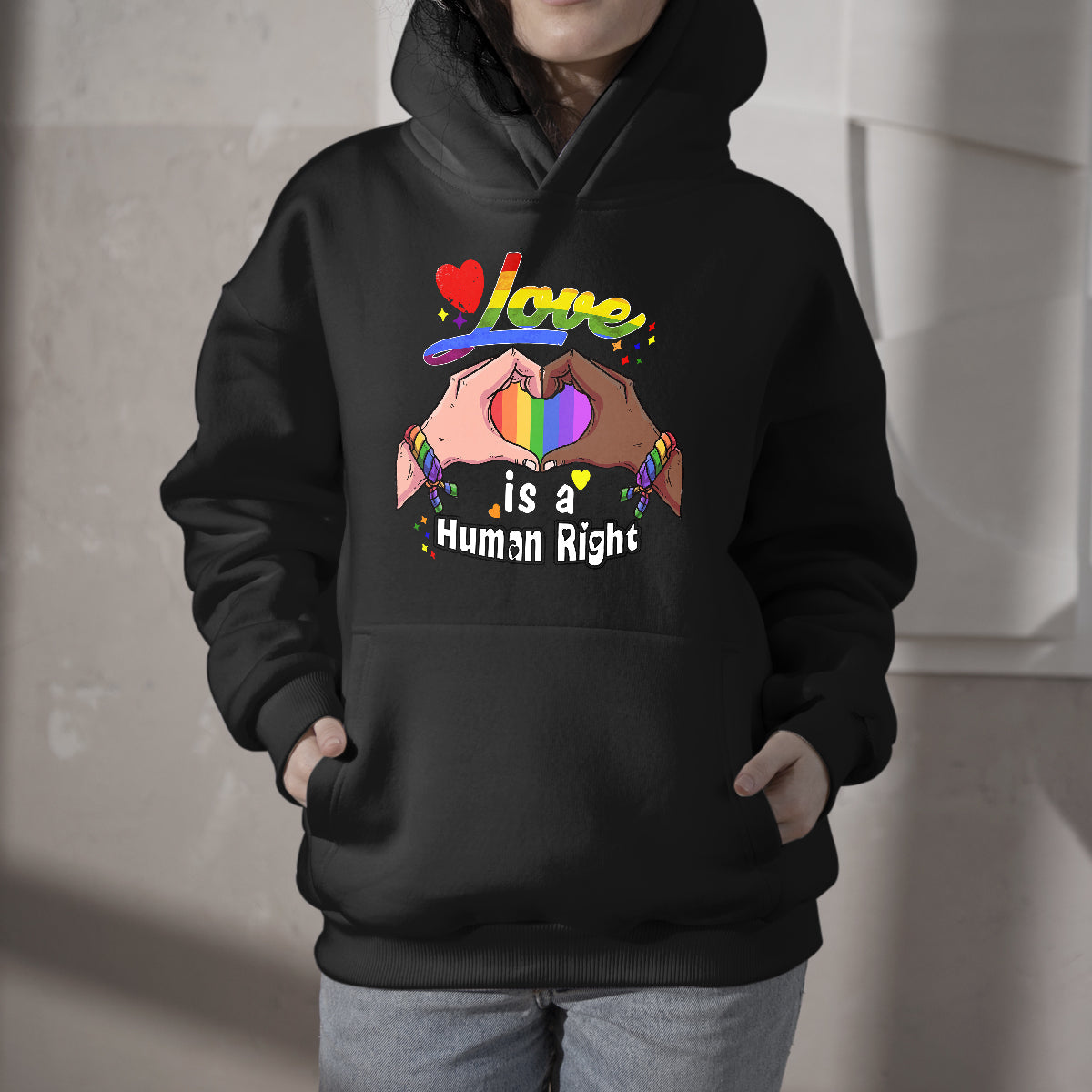 Love is A Human Right LGBTQ Rainbow Heart Gay Pride, LGBT Hoodie - Wonder Print Shop