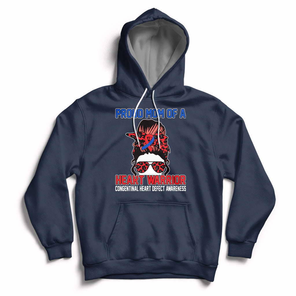 Messy Bun Mom Of A Heart Warrior CHD Congenital Heart Defect Hoodie - Wonder Print Shop