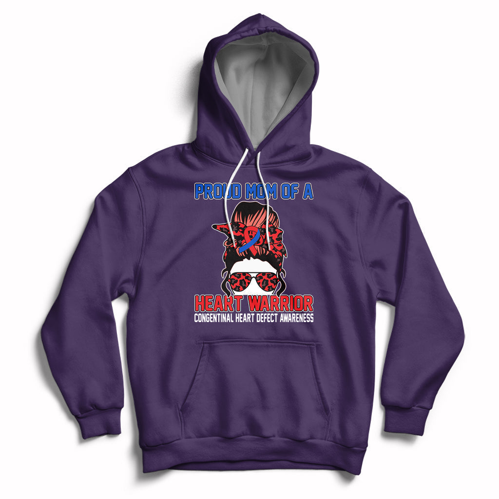 Messy Bun Mom Of A Heart Warrior CHD Congenital Heart Defect Hoodie - Wonder Print Shop