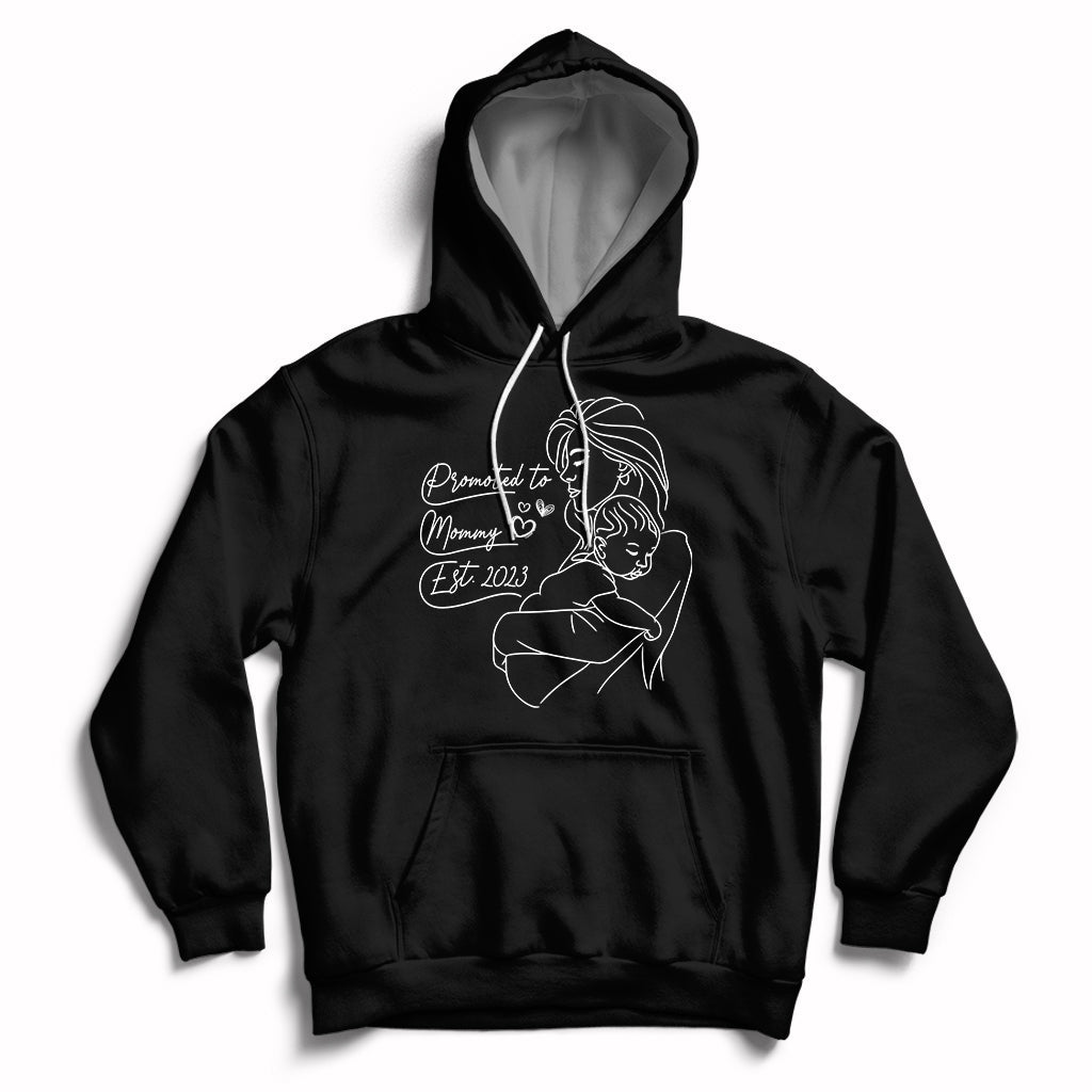 Promoted To Mommy Est. 2023 New Mom Gift First Mommy First Mother's Day Hoodie - Wonder Print Shop