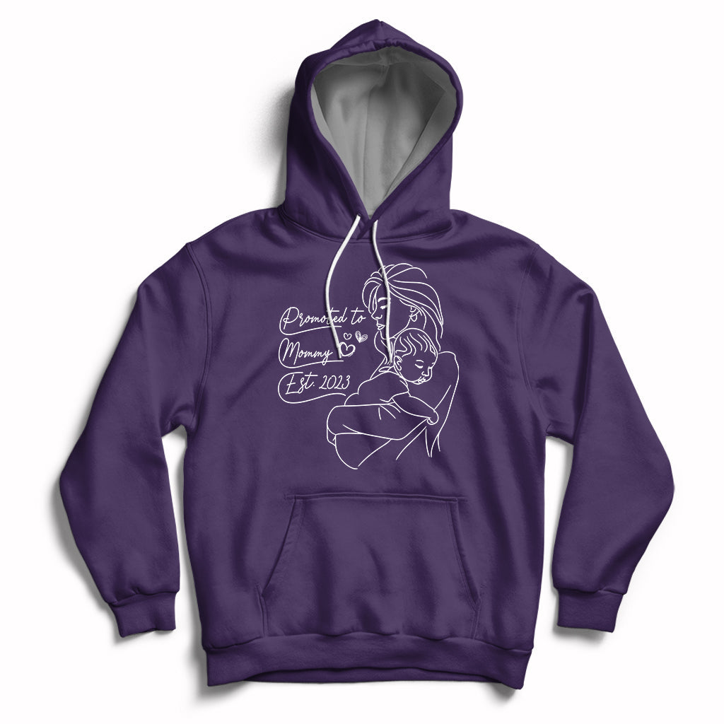 Promoted To Mommy Est. 2023 New Mom Gift First Mommy First Mother's Day Hoodie - Wonder Print Shop