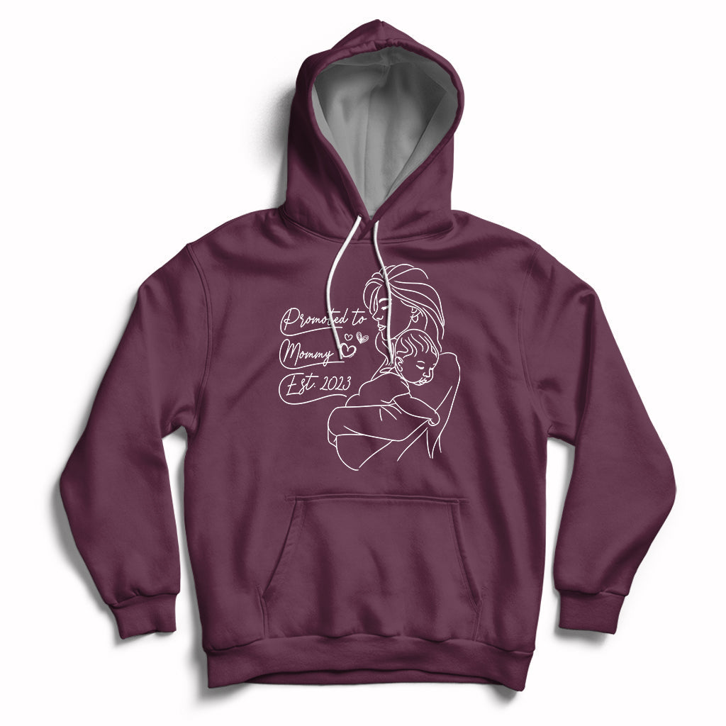 Promoted To Mommy Est. 2023 New Mom Gift First Mommy First Mother's Day Hoodie - Wonder Print Shop