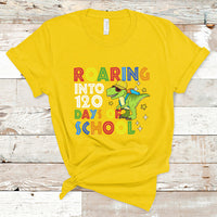 Dinosaur Roaring Into 120 Days Of School Kids Boys Girls 120 Days Smarter T Shirt - Wonder Print Shop