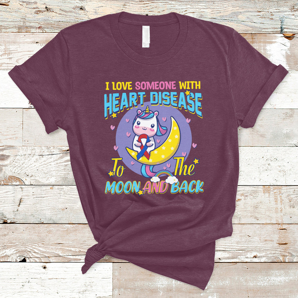 Unicorn I Love Someone With Heart Disease To The Moon & Back T-Shirt - Wonder Print Shop
