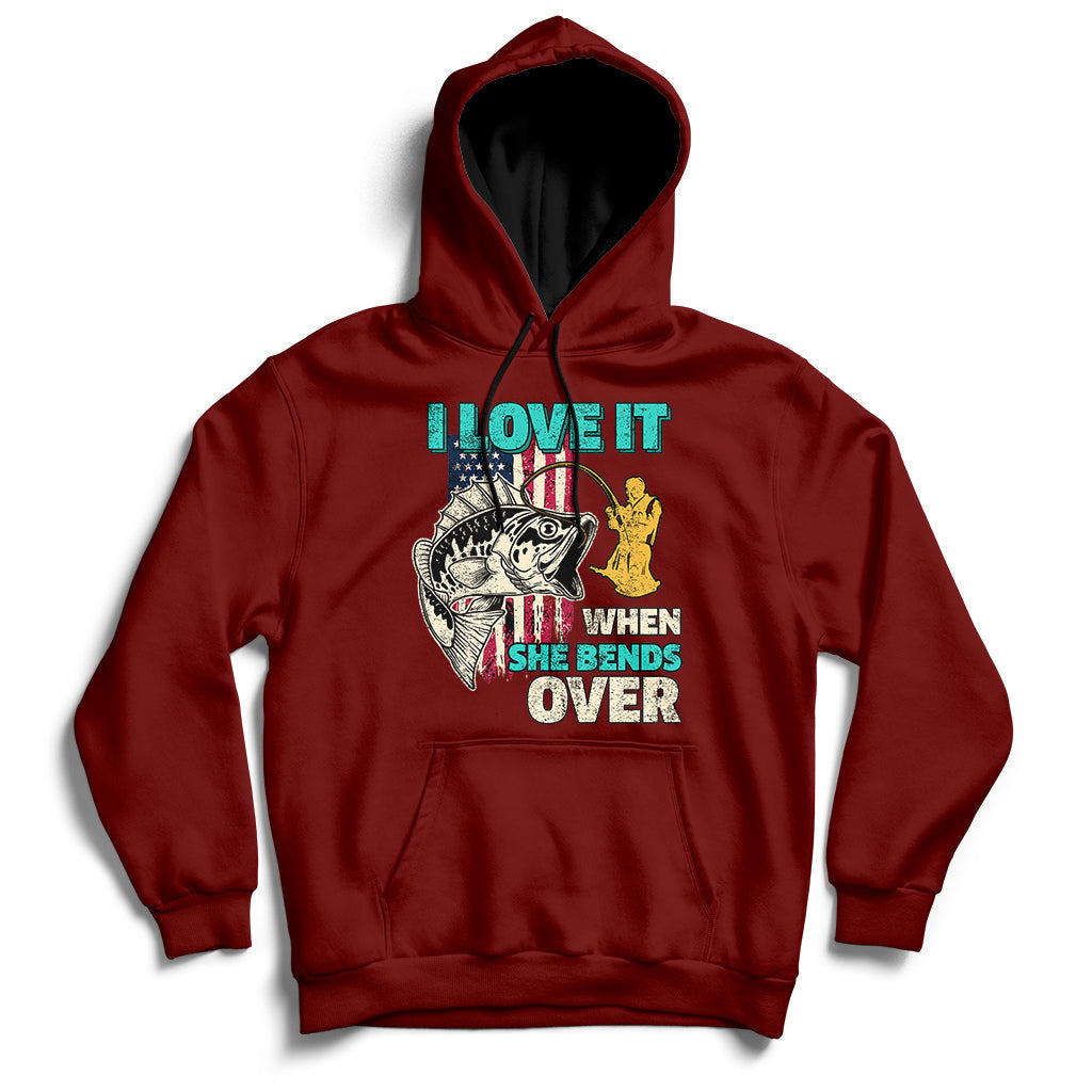 Funny Fisherman Fishing Rod I Love It When She Bends Over Hoodie - Wonder Print Shop