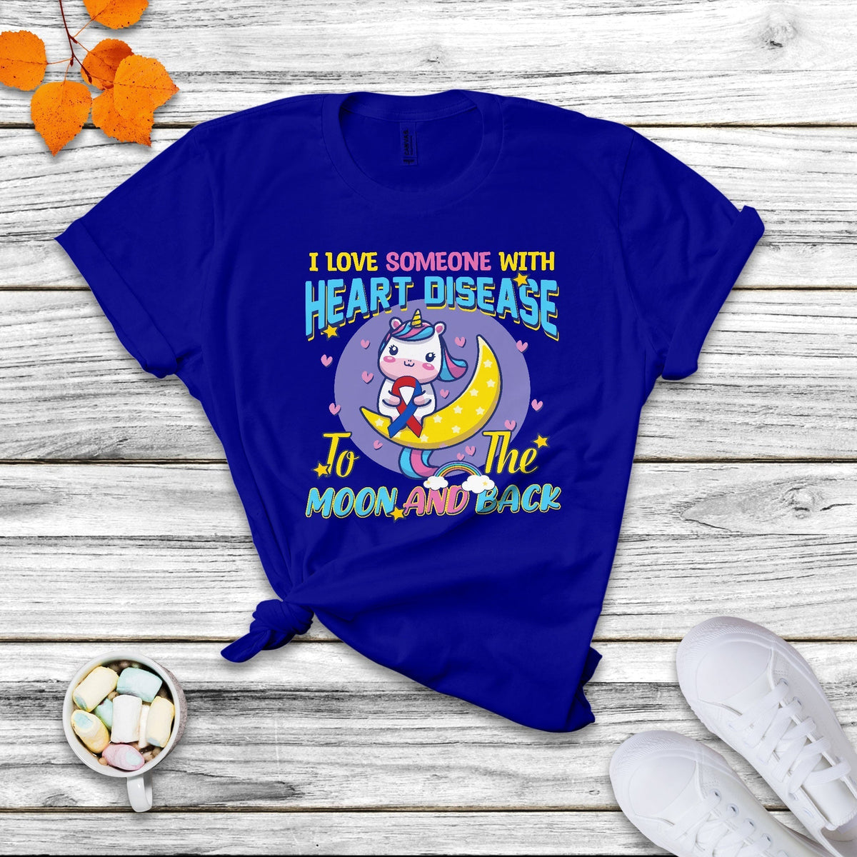 Unicorn I Love Someone With Heart Disease To The Moon & Back T Shirt - Wonder Print Shop
