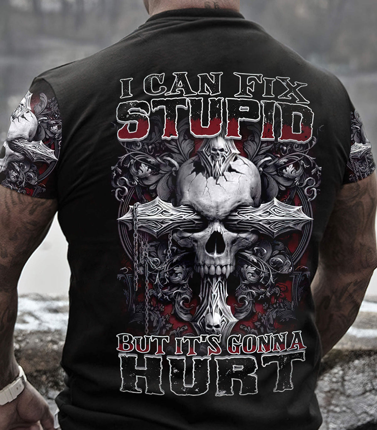 I Can Fix Stupid But It's Gonna Hurt Skull T Shirt - Wonder Print Shop