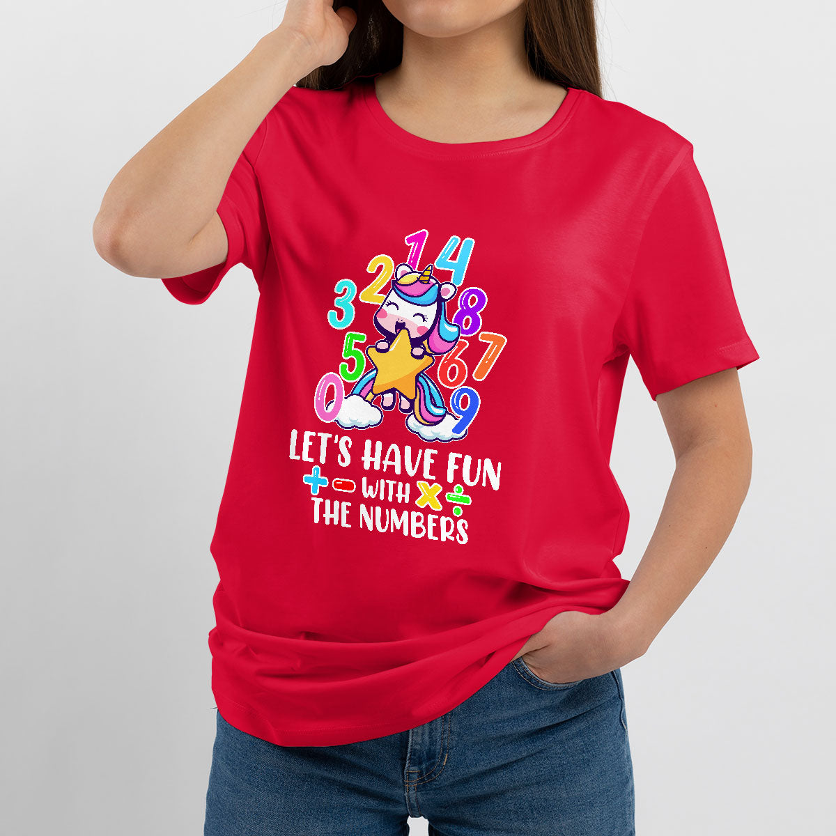 Let's Have Fun With The Numbers Happy Math Day Number Day Cute Unicorn Custome School Kids T Shirt - Wonder Print Shop