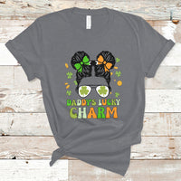 St Patricks Day Daddy's Lucky Charm Cute Little Bun Irish Girls T-Shirt - Wonder Print Shop