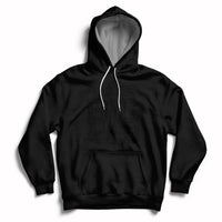 Black pullover hoodie with front football-themed graphic and kangaroo pocket