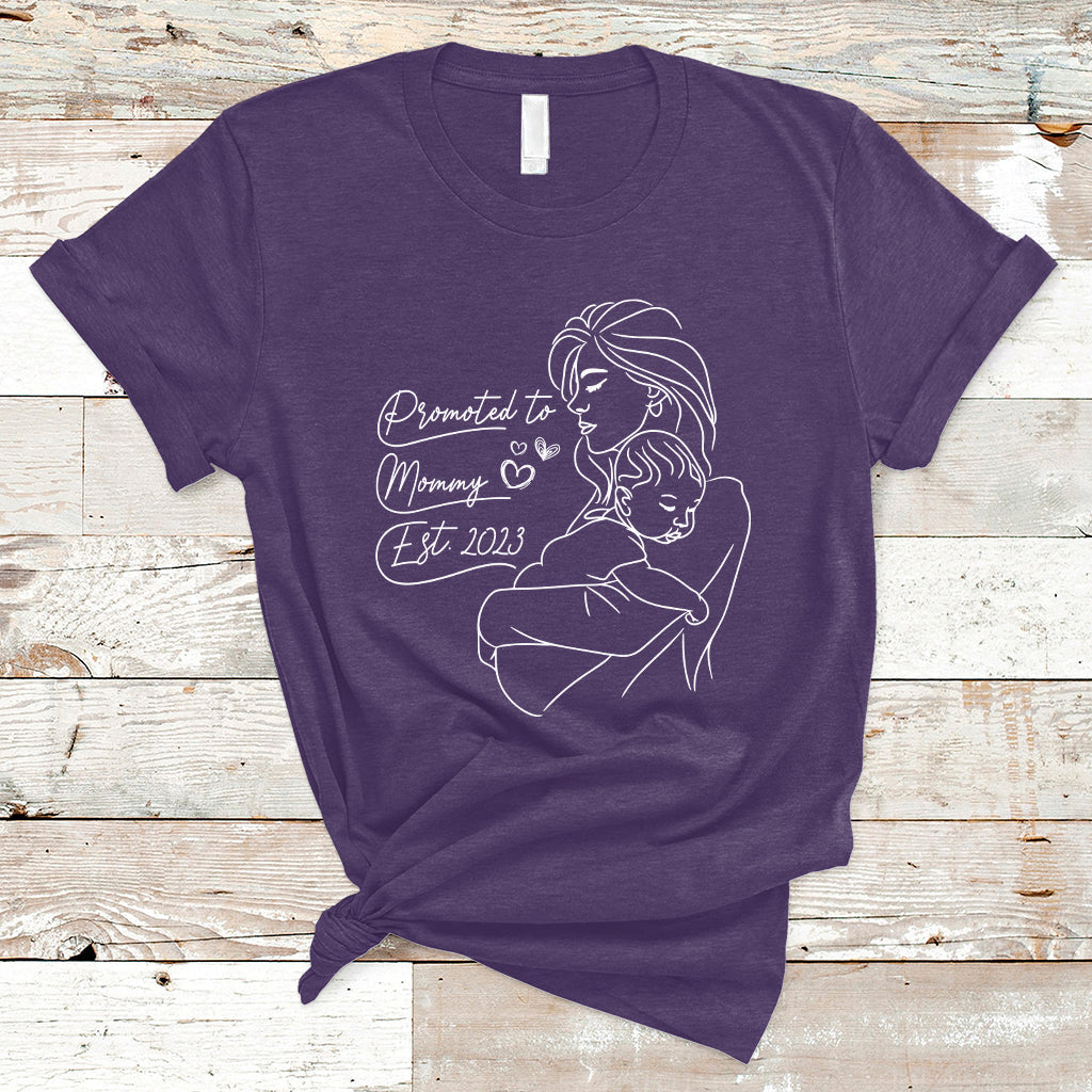 Promoted To Mommy Est. 2023 New Mom Gift First Mommy First Mother's Day T Shirt - Wonder Print Shop