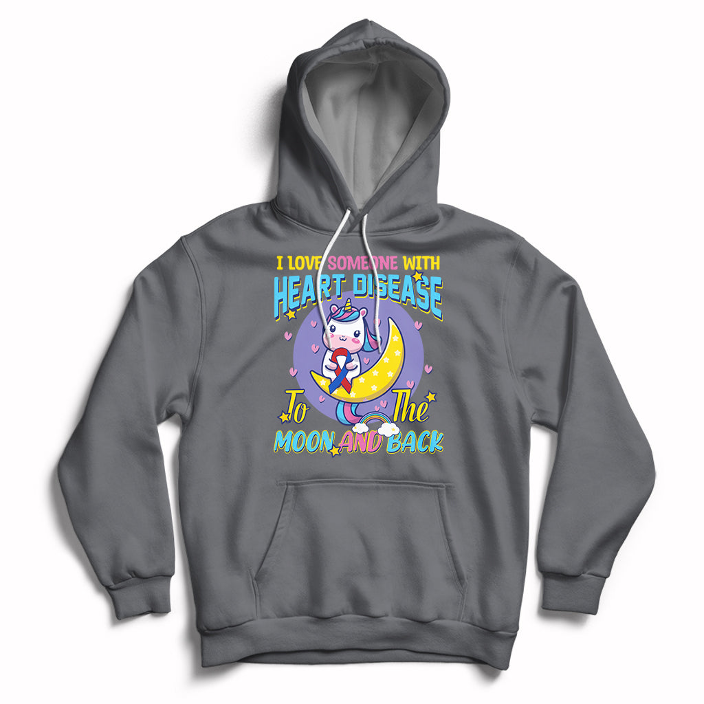 Unicorn I Love Someone With Heart Disease To The Moon & Back Hoodie - Wonder Print Shop