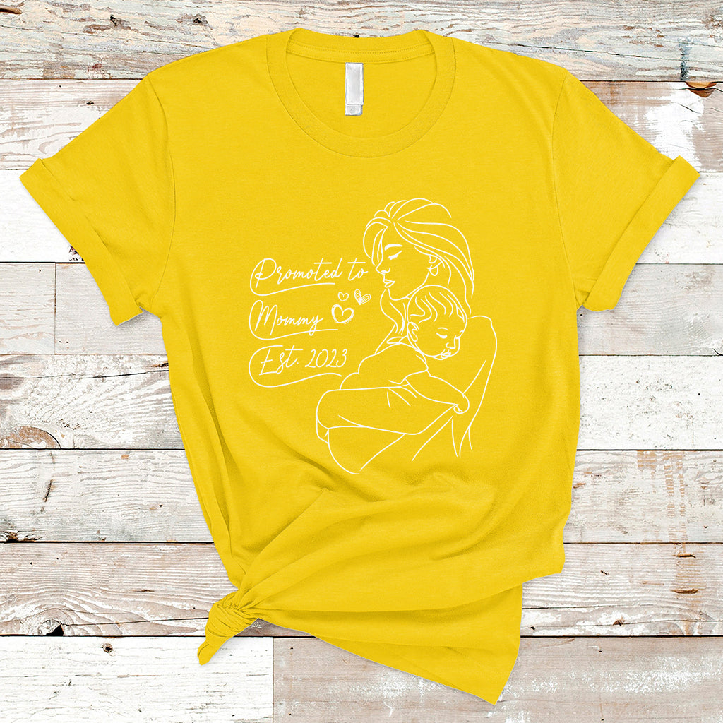 Promoted To Mommy Est. 2023 New Mom Gift First Mommy First Mother's Day T Shirt - Wonder Print Shop