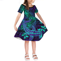 Purple Polynesian Family Matching Outfits Off Shoulder Maxi Dress And Hawaiian Shirt Tribal Hammerhead Shark - Wonder Print Shop