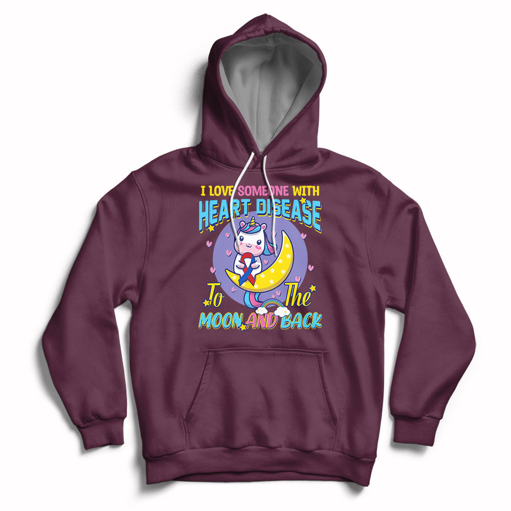 Unicorn I Love Someone With Heart Disease To The Moon & Back Hoodie - Wonder Print Shop