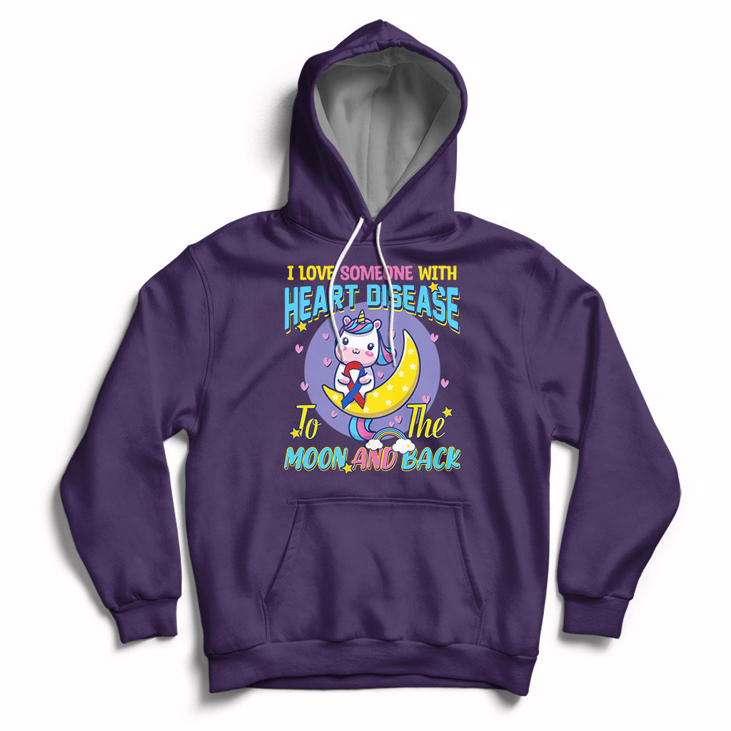 Unicorn I Love Someone With Heart Disease To The Moon & Back Hoodie - Wonder Print Shop