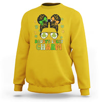St Patricks Day Daddy's Lucky Charm Cute Little Bun Irish Girls Sweatshirt - Wonder Print Shop