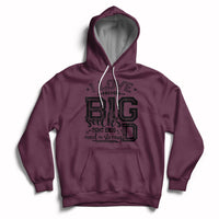 Maroon pullover hoodie with front football-themed graphic and kangaroo pocket