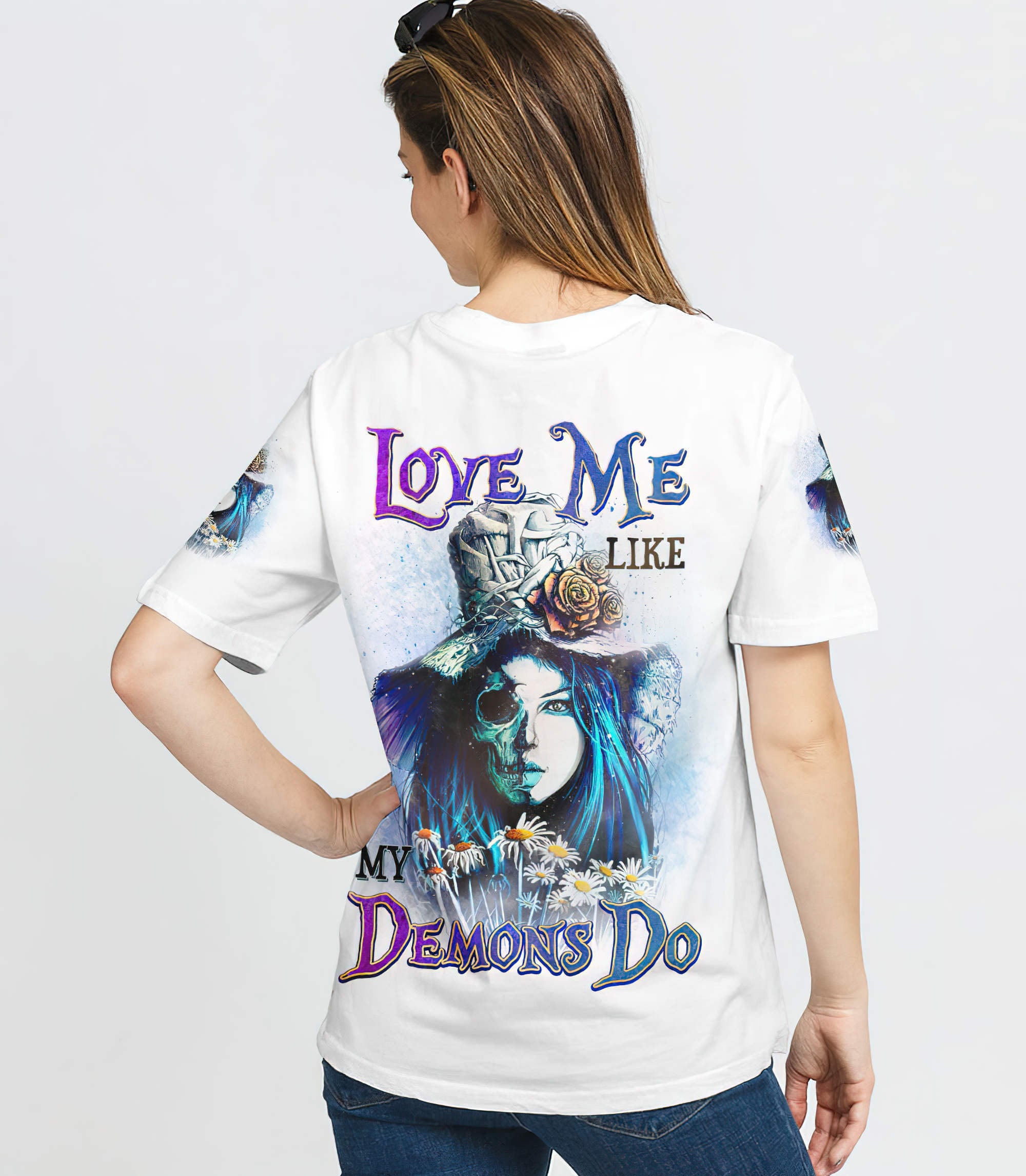 Love Me Like My Demons Do Skull Girl T Shirt
