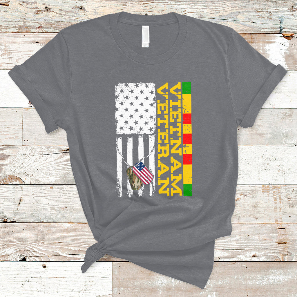 Proud Vietnam Veterans Honor Patriotic Soldier American Flag T-Shirt - Wonder Print Shop