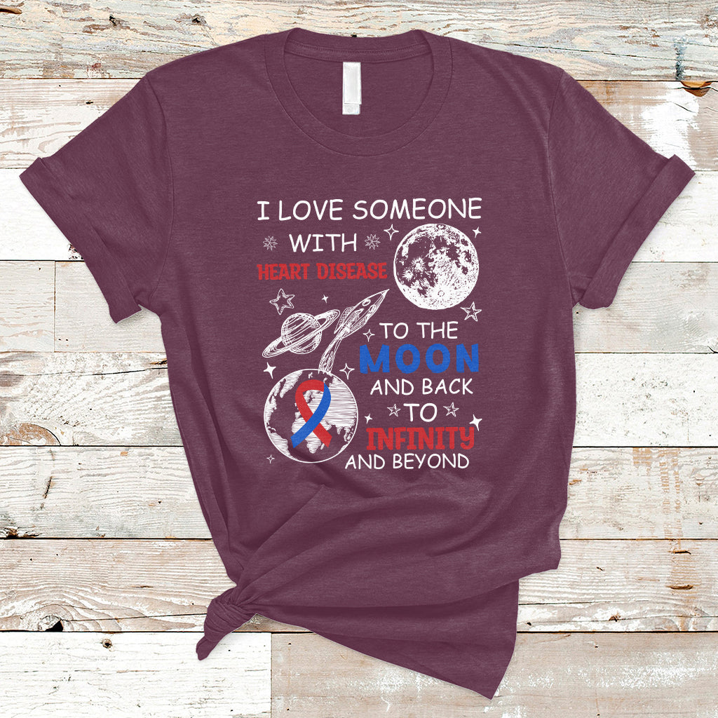 I Love Someone With Heart Disease To The Moon And Back CHD T-Shirt - Wonder Print Shop