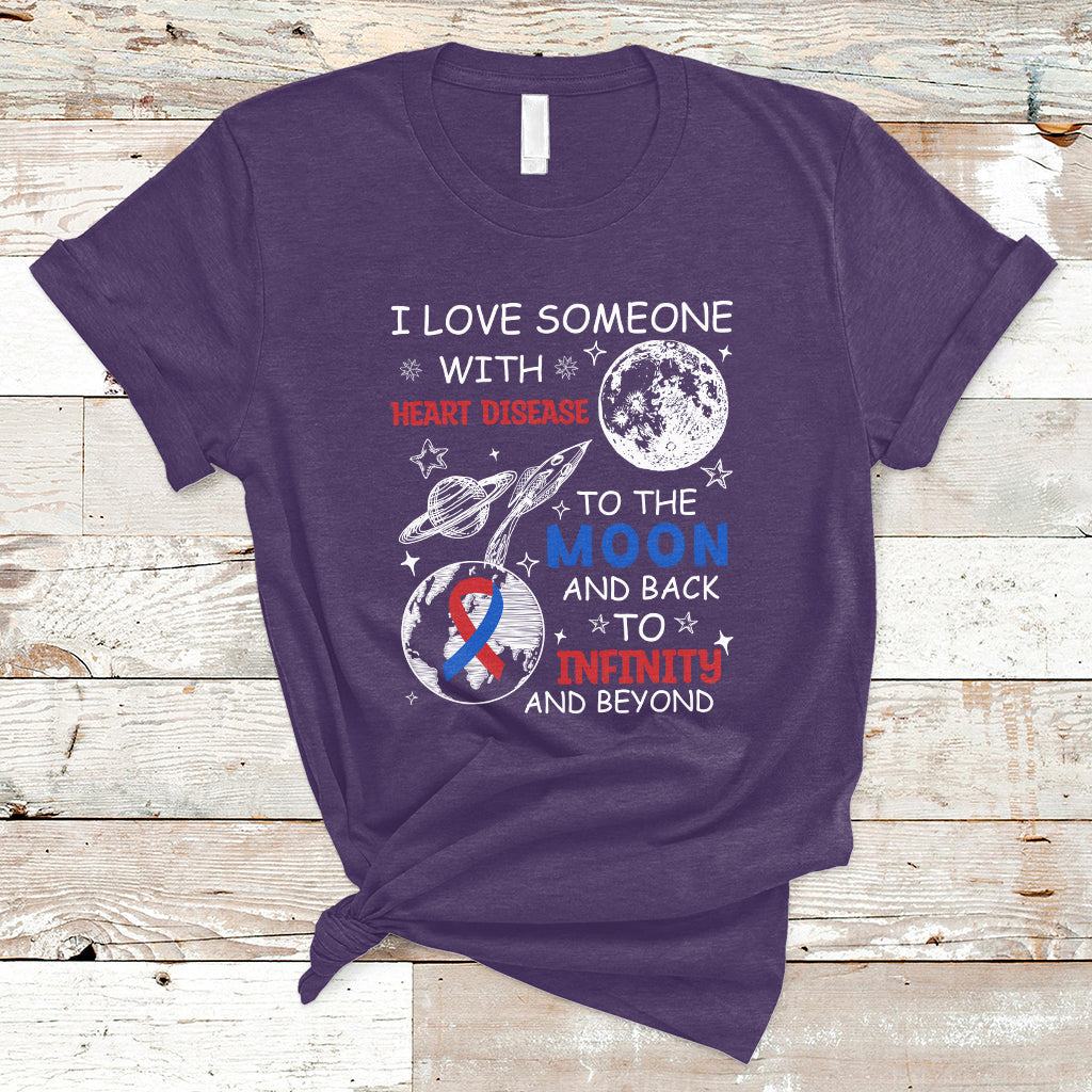 I Love Someone With Heart Disease To The Moon And Back CHD T-Shirt - Wonder Print Shop