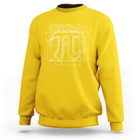 Daisy yellow crewneck sweatshirt with white geometric Pi graphic on front