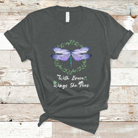 With Brave Wings She Flies Motivational Aesthetic Dragonfly T Shirt - Wonder Print Shop