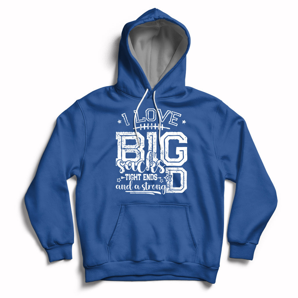 Royal blue football lover hoodie with front 'BIG' graphic and drawstring hood