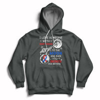 Dark gray zip-front hoodie with heart-themed graphic on chest and back print