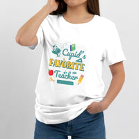 Cupid's Favorite Teacher Groovy Retro Valentine's Day Funny T Shirt - Wonder Print Shop