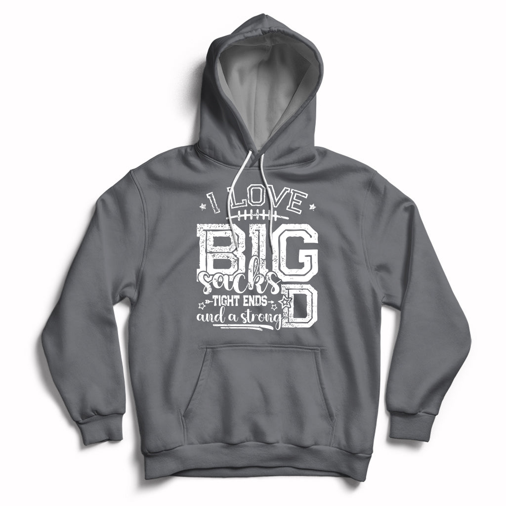 Charcoal gray football lover hoodie with front 'BIG' graphic and drawstring hood