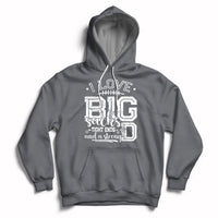 Charcoal gray football lover hoodie with front 'BIG' graphic and drawstring hood