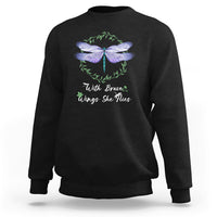 With Brave Wings She Flies Motivational Aesthetic Dragonfly Sweatshirt - Wonder Print Shop