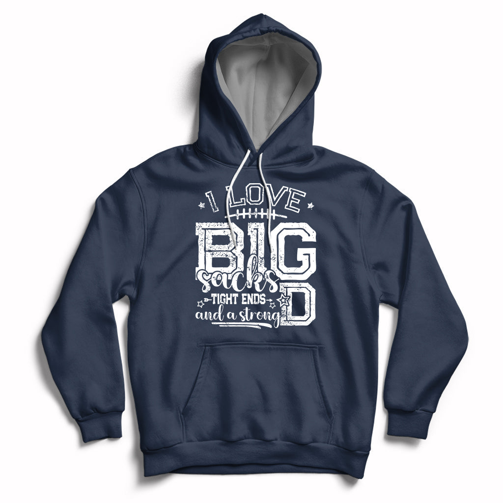 Navy football lover hoodie with front 'BIG' graphic and drawstring hood