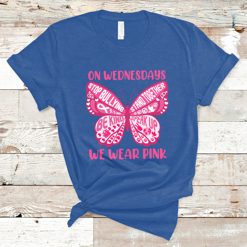 Pink Shirt Day On Wednesdays We Wear Pink Butterfly Anti Bullying T Shirt - Wonder Print Shop