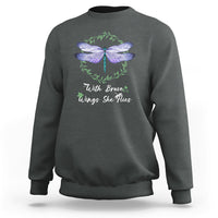 With Brave Wings She Flies Motivational Aesthetic Dragonfly Sweatshirt - Wonder Print Shop