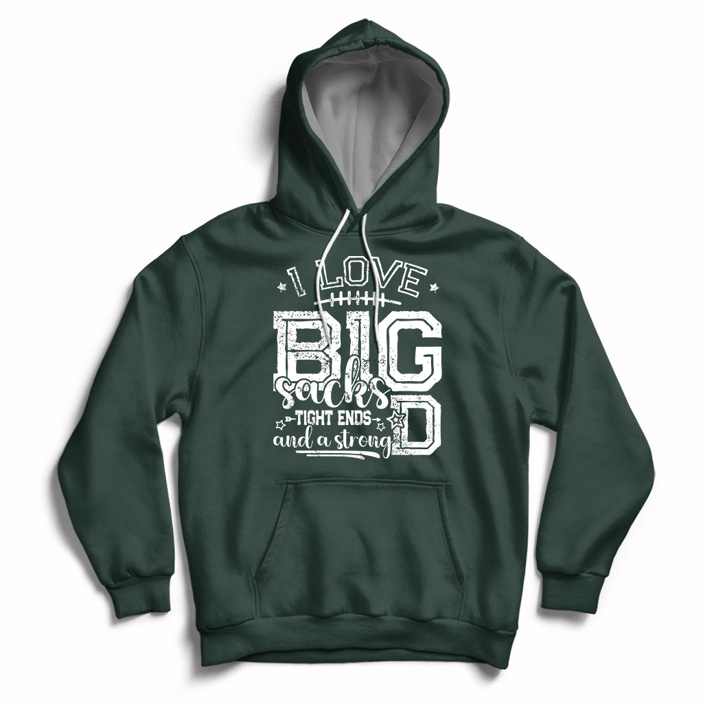 Forest green football lover hoodie with front 'BIG' graphic and drawstring hood