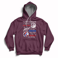 Maroon zip-front hoodie with heart-themed graphic on chest and back print