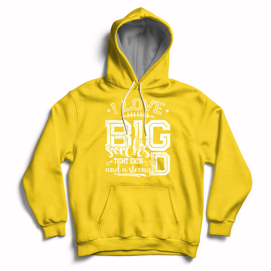 Daisy yellow football lover hoodie with front 'BIG' graphic and drawstring hood