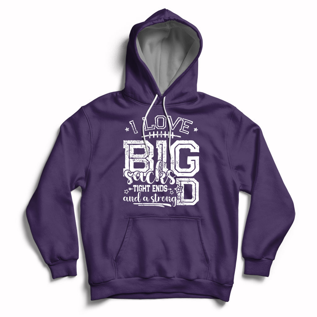 Purple football lover hoodie with front 'BIG' graphic and drawstring hood