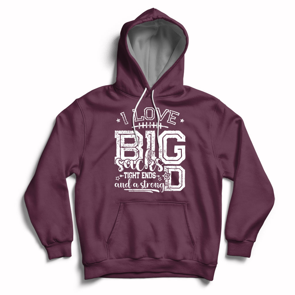Maroon football lover hoodie with front 'BIG' graphic and drawstring hood