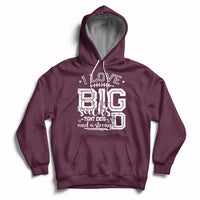 Maroon football lover hoodie with front 'BIG' graphic and drawstring hood