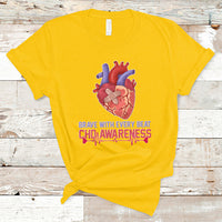 Brave With Every Beat CHD Heart Disease Red And Blue Ribbon T-Shirt - Wonder Print Shop