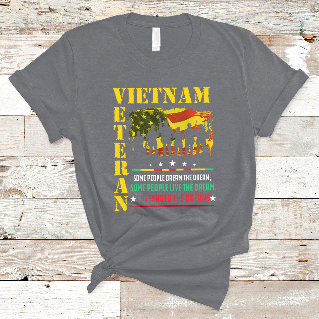 Patriotic Vietnam Veterans Defended The Dream American Flag T-Shirt - Wonder Print Shop