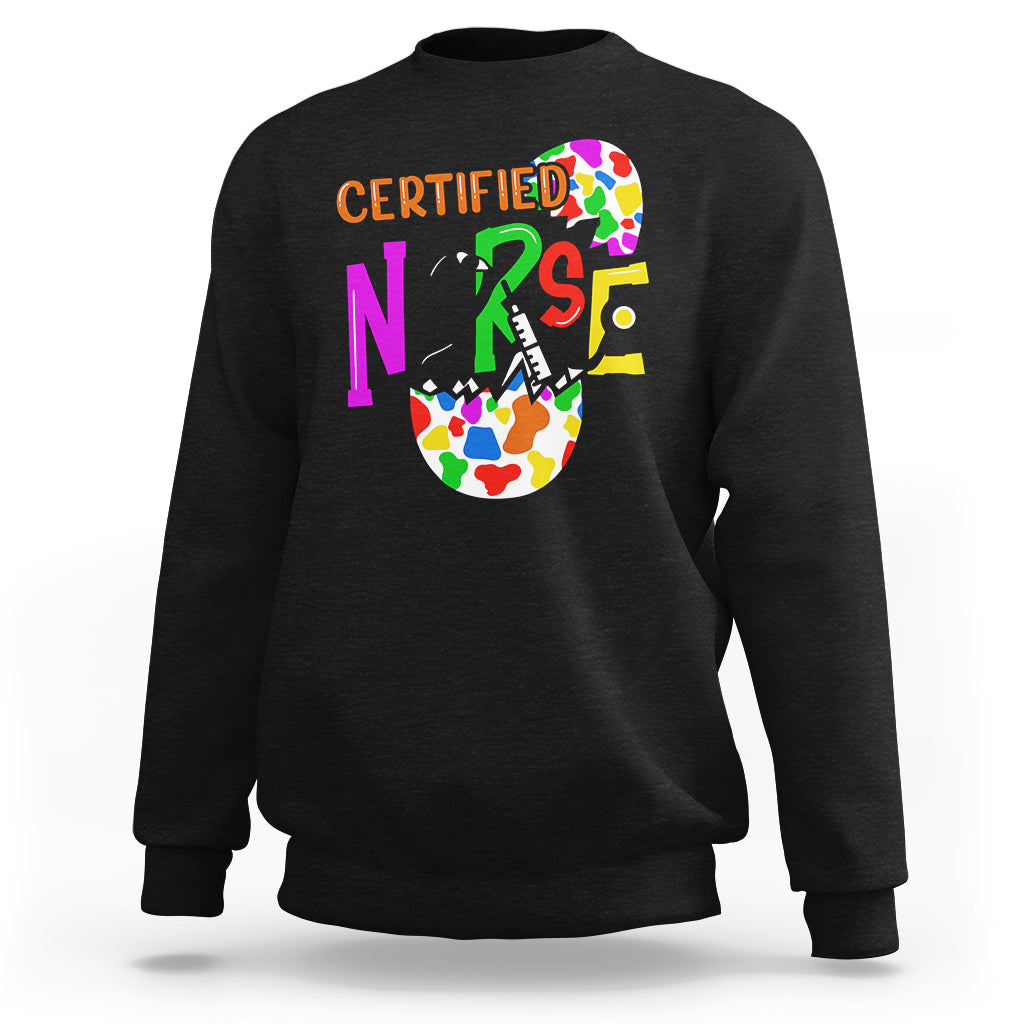 Happy Easter Certified Nurse Easter Eggs Nursing Nurse Day Sweatshirt - Wonder Print Shop