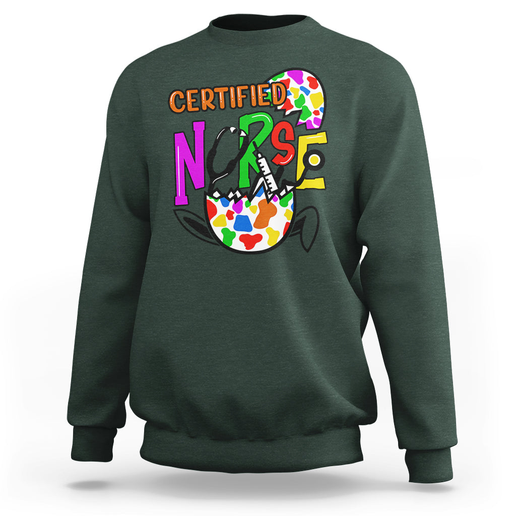 Happy Easter Certified Nurse Easter Eggs Nursing Nurse Day Sweatshirt - Wonder Print Shop