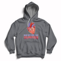 Brave With Every Beat CHD Heart Disease Red And Blue Ribbon Hoodie - Wonder Print Shop