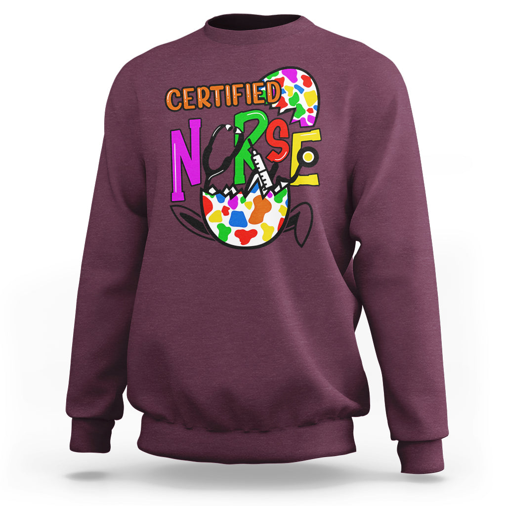 Happy Easter Certified Nurse Easter Eggs Nursing Nurse Day Sweatshirt - Wonder Print Shop