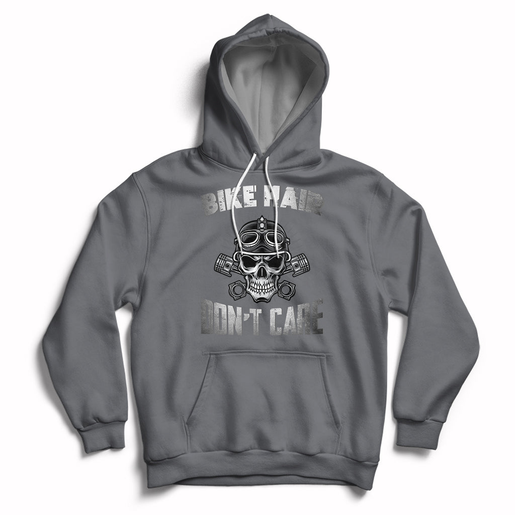 Funny Bike Hair Don't Care Bike Skull For Mens Boys Hoodie - Wonder Print Shop